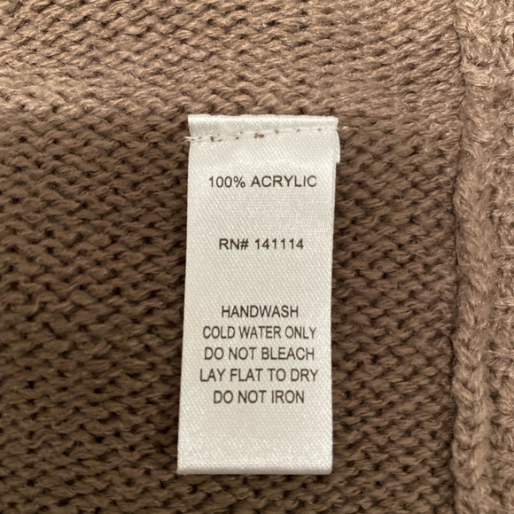 Woman’s brown open front cardigan with black faux leather sleeves detail, size S - Picture 8 of 8